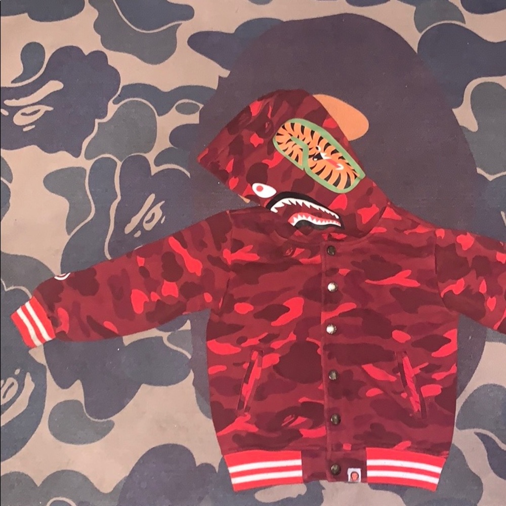 Red Camo Bape Varsity Jaket Toddlers Size 5t-6t